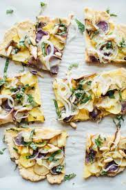 chickpea flour flatbread w new potatoes fresh basil v gf food recipes chickpea flour