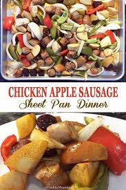 Dinner will be ready and on the table in less than an hour from start to finish… some are even 30 minutes! Chicken Apple Sausage Sheet Pan Dinner 2 Cookin Mamas