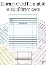 Library Card Printable Make Your Own Library Book Cards In Six Colors Library Checkout Book Labels Library Card