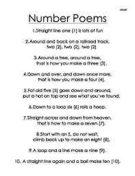 Number Poems 1 10 Number Poems Writing Numbers Poems