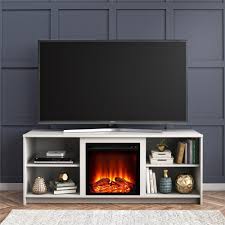 Hanging your tv on the wall using a wall mount can also be a lifesaver in a room where it's if you're going to mount the tv on the wall above the fireplace or on a high tv stand, that may not be practical. Mainstays Fireplace Tv Stand For Tvs Up To 65 White Walmart Com Walmart Com