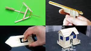 4 Awesome Toys You Can Make Using Popsicle Sticks Diy For Kids Compilation 2018 Youtube Diy For Kids Craft Stick Crafts Ice Cream Stick Craft