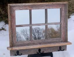 There are several fun ways to repurpose a window pane. Barnwood Framed Mirror With 6 Panes Shelf And Hooks Barn Wood Frames Barn Wood Diy Window
