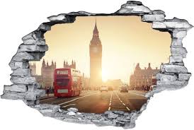 Stickers Trompe L Oeil 3d London Yeux Dessin Dessin Mur Autocollants Imprimables