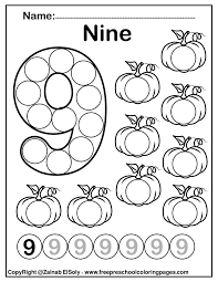 Number 9 Nine Do A Dot Marker Activity Activity Pumpkins Fall Autumn Activity For Kids Math Activities Preschool Free Preschool Numbers Preschool