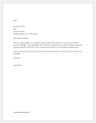 Resignation Acceptance Letters Samples Word Excel Templates