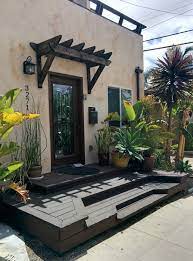 Open Porch Deck And Tiny Spanish Colonial Pergola Over Front Door Decks And Porches Door Pergola Pergola With Roof