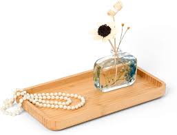 Vanity tray, 14.5l x 6d x 0.5t. Bamboo Vanity Tray Bamboo Tray For Bathroom Small Tray For Dresser Counter Toilet Tank Top Decorative Tray Holds Small Items Makeup Tissues Candles Guest Towels Soap 11 8 X 6 1 X 1 0 Inch Kitchen Dining Amazon Com