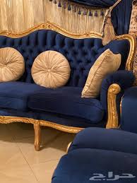 كنب كحلي وذهبي