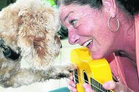 Ukulele playing Sammy is a one dog band