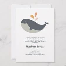 Cute Whale Water Splash Illustration Thank You Card Whale Baby Shower Invitations Baby Shower Invitations For Boys Whales Baby Shower