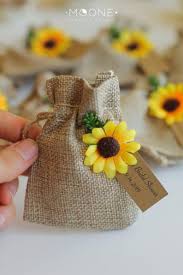 Set Of 10 Personalized Wedding Favors For Guests Sunflower Wedding Favors Burlap Favor Bags In 2020 Sunflower Party Personalized Wedding Gifts Sunflower Wedding Favors
