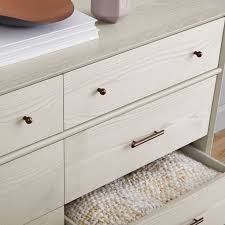15.75w x 4.1d x 23h. West Elm Mid Century 6 Drawer Dresser Pebble Lazysuzy
