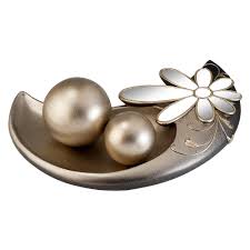 Ok Lighting Gold Floral Glamour Polyresin Decorative Bowl With Spheres Ok 4244b The Home Depot