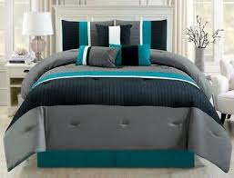 Average rating:4.7out of5stars, based on425reviews425ratings. 7pc King Teal Blue Grey Black Pin Tuck Stripe Comforter Set Bedding Ebay
