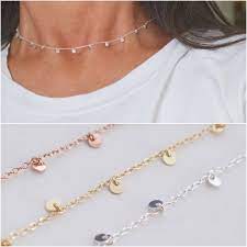 Tiny Disc Necklace Shimmer Necklace Trendy Disc Necklace Etsy Hong Kong