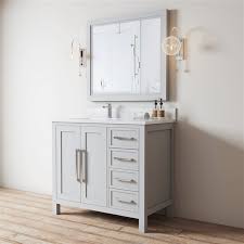 Mit diesen singlebörsen hast du beste aussichten auf die große liebe. Urban Woodcraft Forest Made Aspen 36 In Grey Single Sink Bathroom Vanity With White Quartz Top Mirror Included Rona
