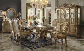 Chateau De Chambord Gold Patina 7pcs Dining Table Set Formal Dining Room Sets Gold Dining Room Dining Room Furniture Sets