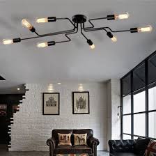 Unitary Metal Steel Art 8 Light Semi Flush Mount Room Lights Flush Ceiling Lights Semi Flush Ceiling Lights