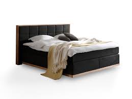 Levantos Boxspringbett Mix Aus Massiver Eiche Und Velourgewebe 160 X 200 Cm Schwarz Hartegrad 2