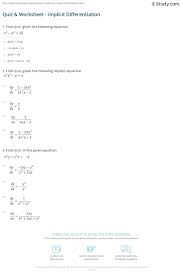 Quiz Worksheet Implicit Differentiation Study Com