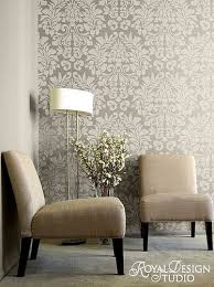 Fabric Damask Wall Stencil By Royal Design Studio Interior Design Damask Wall Decor