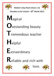 They Then Went On To Design A Special Mother S Day Acrostic Poem Summing Up What Mums Mean To Them Description From Mothers Day Poems Mother Poems Mom Poems
