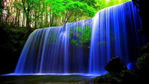 Glowing Blue Waterfall Wallpaper Hd Wallpaper Waterfall Wallpaper Water Live Wallpaper Moving Wallpapers