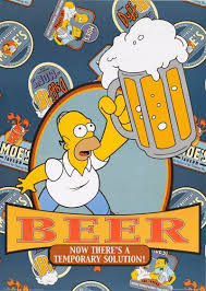 O personagem dos simpsons usando ilustração de capa vermelha. Homer Simpson Beer Quote 2001 Poster 25x35 Arte Simpsons Poster De Cerveja Desenho Dos Simpsons