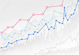 Abstract Financial Chart With Trend Line Graph And Numbers In