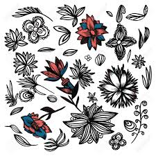 Which flower is the best tattoo match for your floral inkspiration? Graphic Old School Tattoo Floral Collection Isolated On White With Black And White Leaves Flowers For Your Design Royalty Free Cliparts Vectors And Stock Illustration Image 147543179