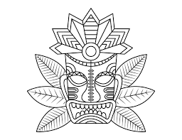 These coloring pages feature different types of masks like halloween masks, mardi gras masks, masquerade masks, tribal masks, egyptian masks, african masks, superhero masks, cartoon character masks and dragon masks. Printable Tiki Mask Coloring Page