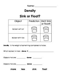 float density and volume worksheet