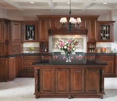 Large Brown Wooden Cherry Kitchen Cabinet With Rectangular Brown Wooden Kitchen Island Cherry Cabinets Kitchen Rustic Kitchen Design Merillat Kitchen Cabinets