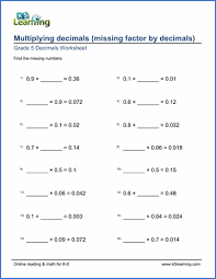 Your decimal multiplication worksheets images are ready in this website. Grade 5 Math Worksheet Multiplying Decimals With Missing Factors K5 Learning