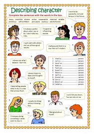 Describing Character Part 2 Worksheet Free Esl Printable Worksheets Made By Teachers Describing Characters Vocabulary Lessons Teaching English Grammar