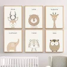 Set Of 6 Animal Print Set Woodland Nursery Neutral Nursery Etsy In 2021 Nursery Art Set Nursery Decor Neutral Nursery Poster