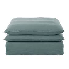 Pouf De Canape En Lin Bleu Celadon Pompei En 2020 Canape Lin Pouf Maison Du Monde Pouf