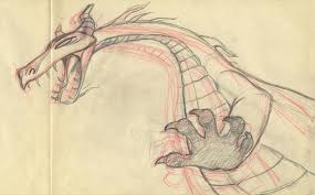 Cute characters illustrations from the story sleeping beauty. Auction Howardlowery Com Disney Sleeping Beauty Remarkable Animation Drawing Of Maleficent As Dragon In Her Death Scene 1959