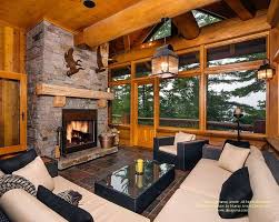 A bright palette, mixed prints, and various textures maintain visual interest throughout the home. 22 Luxurious Log Cabin Interiors You Have To See Log Cabin Hub