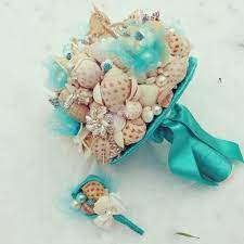 Beach wedding party seashell bouquets. 20 Beach Wedding Bouquet Ideas Seashells And Flowers