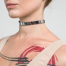 silver leather choker day collar discreet collar thin etsy halsband halsreifen halsreif
