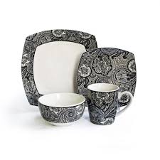 Black And White Dish Set Paisley Dinnerware Sets Dinnerware Set From Waverly A Paisley Design Highlights This Set Of Dinnerware Set Chic Entertaining Dinnerware Sets