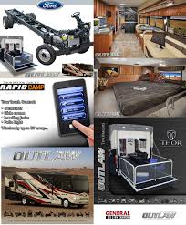 Optional frameless dual pane windows give this toy hauler and sleek look. Outlaw Class A Toy Haulers By Thor Motor Coach