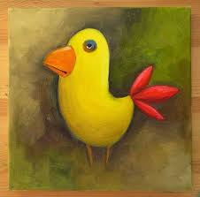 Yellow Bird With Red Cheeks Your Place To Buy And Sell All Things Handmade Weird Birds Original Art Animals