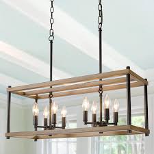 Ksana Kitchen Island Lighting Farmhouse Chandeliers For Dining Rooms Faux Wood Rectangular 26 In Length Brown Amazon Com