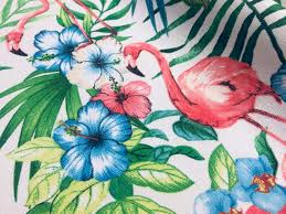 Pink flamingo curtains for patio doors 63 inch long brazil rainforest blackout grommet window curtains for bedroom w55 x h63. Pink Flamingo Bird Floral Fabric Tropical Green Palm Leaf Garden Print Material Red Flowers Curtains Furnishing Dress Making Backdrop Home Decor 140cm Wide Sold By The Metre 1 Metre