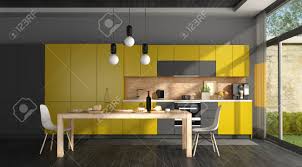 Tweet es una colección de asientos que combina el diseño racional y limpio de su. Cocina Moderna Negra Y Amarilla Con Mesa De Comedor Y Sillas Representacion 3d Fotos Retratos Imagenes Y Fotografia De Archivo Libres De Derecho Image 96358572