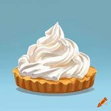 White cream-topped whipped cream pie against a plain background, japanese  anime style on Craiyon