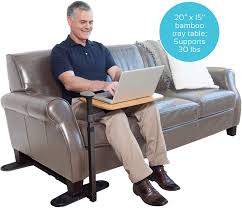 Amazon Com Stander Omni Tray Table Adjustable Bamboo Swivel Tv And Laptop Table With Ergonomic Stand Assist Mobili Computer Desks For Home Swivel Tv Lap Desk